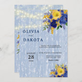 インディゴイエローピーニーウッドラ結婚イツ 招待状 (正面/裏面)