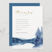 インディゴインクブルーマウンテンレイクパインスノー結婚ズ サンキューカード (正面/裏面)