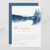 インディゴインクブルーマウンテンレイクパインスノー結婚ズ サンキューカード (正面/裏面)