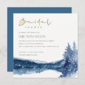 インディゴインクブルーマウンテンレイクブライダルシャワー招待状 サンキューカード (正面/裏面)