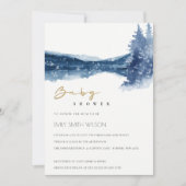 インディゴインクブルーマウンテンレイクベビーシャワー招待状 サンキューカード (正面)