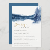 インディゴインクブルーマウンテンレイクベビーシャワー招待状 サンキューカード (正面/裏面)
