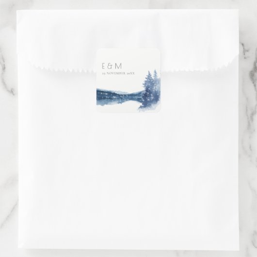 インディゴインクブルーマウンテンレイクモノグラム結婚ズ スクエアシール (バッグ)