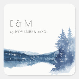 インディゴインクブルーマウンテンレイクモノグラム結婚ズ スクエアシール