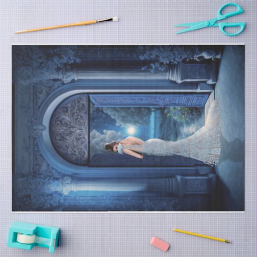 インディゴインペリアル建物エレガントレディポートレートアート 薄葉紙 (クラフト)