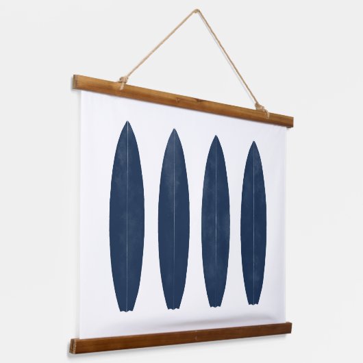 インディゴウォーターカラーサーフボードビーチ子供部屋デコール 吊り下げ型タペストリー (傾斜あり)