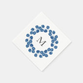 インディゴウォーターカラーシルバードルユーカリリース スタンダードカクテルナプキン (角)