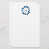 インディゴウォーターカラーシルバードルユーカリリース 便箋 (正面/裏面)