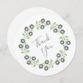 インディゴウォーターカラーデイジーリース サンキューカード (正面/裏面)