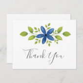 インディゴウォーターカラーフローラスワッグ2 サンキューカード (正面/裏面)