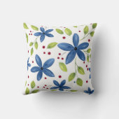 インディゴウォーターカラーフローラブーケパターン クッション (裏面)