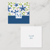 インディゴウォーターカラーフローラブーケパターン ノートカード (正面/裏面)