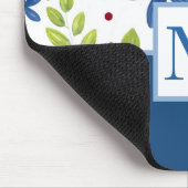 インディゴウォーターカラーフローラブーケパターン マウスパッド (コーナー)