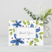 インディゴウォーターカラーフローラブーケ サンキューカード (スタンド正面)