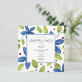 インディゴウォーターカラーフローラブーケ 招待状 (スタンド正面)