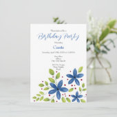 インディゴウォーターカラーフローラブーケ 招待状 (スタンド正面)
