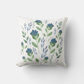 インディゴウォーターカラーフローラ クッション (正面)