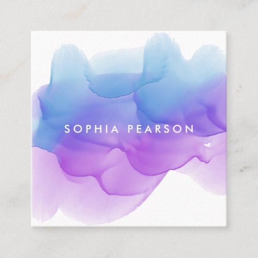 インディゴウォーターカラーブロ スクエア名刺 (正面)