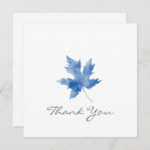 インディゴウォーターカラーメープルリーフサンキューカード サンキューカード (正面/裏面)