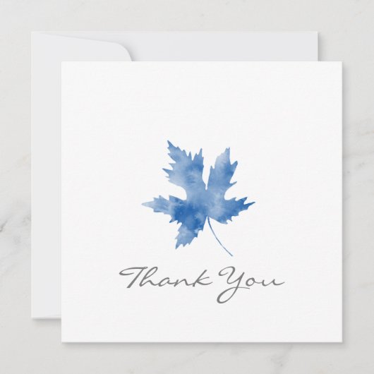 インディゴウォーターカラーメープルリーフサンキューカード サンキューカード (正面)