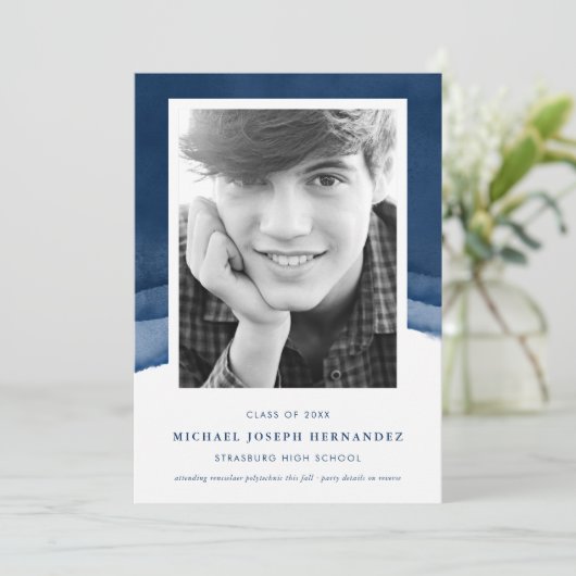 インディゴウォーターカラー卒業写真のお知らせ 招待状 (スタンド正面)