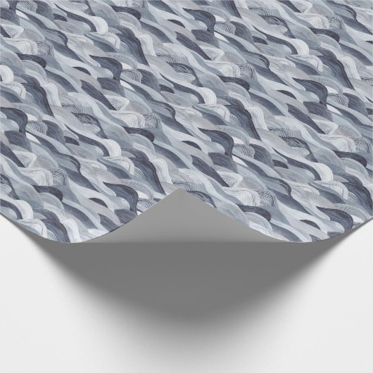 インディゴウォーターカラー波シームレス ラッピングペーパー (角)