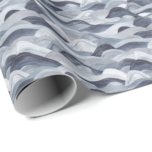 インディゴウォーターカラー波シームレス ラッピングペーパー (ロールコーナー)