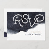 インディゴウォーターモダンカラーシンプル結婚式RSVP インビテーションポストカード (正面/裏面)