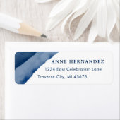 インディゴウォーター色のモダン差出人住所ラベル ラベル (インサイチュ)