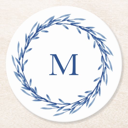 インディゴウォーター色葉リース ラウンドペーパーコースター (正面)