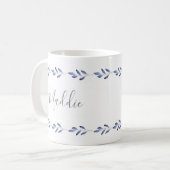 インディゴウォーター葉カラーガーランド コーヒーマグカップ (正面左)