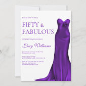 インディゴエレガントガウン、50thと素晴らしい誕生日 招待状 (正面)