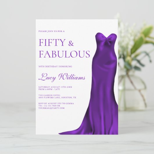 インディゴエレガントガウン、50thと素晴らしい誕生日 招待状 (スタンド正面)