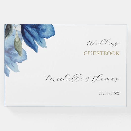 インディゴエレガントブルーウォーターカラーアート ゲストブック (正面)