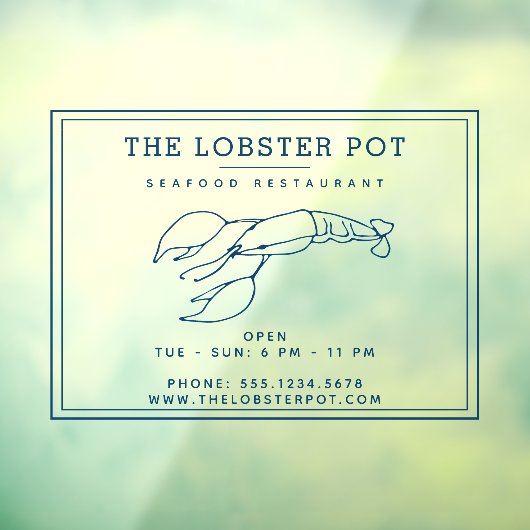 インディゴエレガントブルーロブスター/シーフードレストラン ウィンドウサイン (シート3)