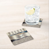 インディゴエレガントブルー瑪瑙セクイン スクエアペーパーコースター (インサイチュ)