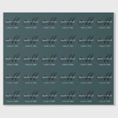 インディゴカラーのスタイリッシュでかわいいモノグラムウェディング ラッピングペーパー (フラット)