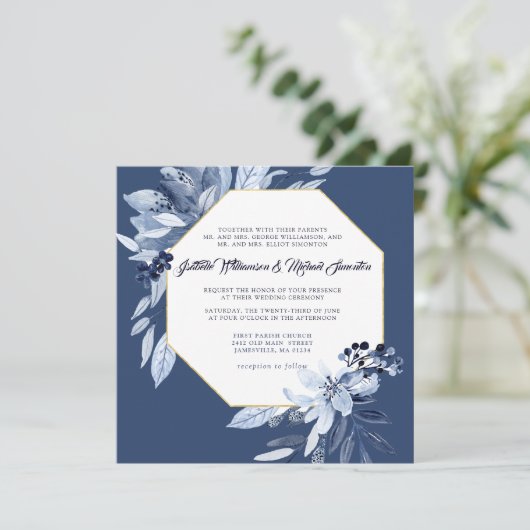 インディゴガーデンフローラスクエア結婚式招待状 招待状 (スタンド正面)