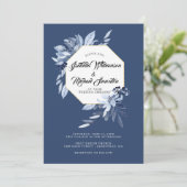 インディゴガーデンブルーフローラ結婚式招待状 招待状 (スタンド正面)