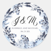 インディゴガーデンモノグラムイニシャル結婚式の引き出物 ラウンドシール (正面)