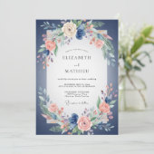 インディゴコーラルボタン wedding 招待状 (スタンド正面)