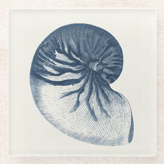 インディゴシャークアイシーシェル ガラスコースター (正面)