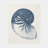 インディゴシャークアイシーシェル フリースブランケット (正面)