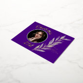 インディゴシルバー&金ゴールドウォーターカラーリーフ誕生日 箔招待状ポストカード (回転した状態)