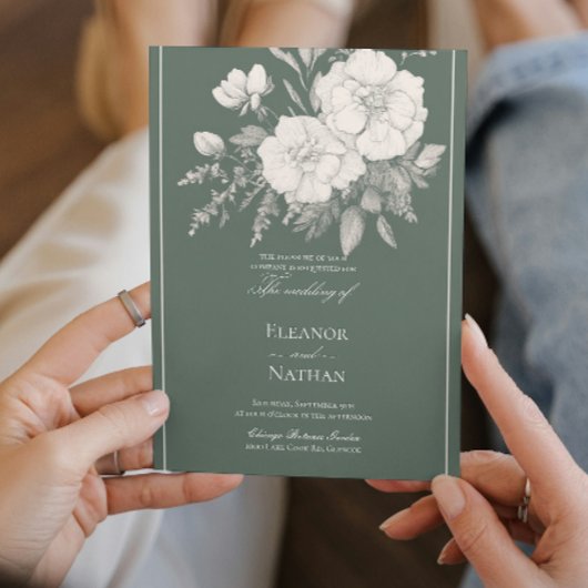 インディゴスタイルホワイトロ結婚ローズ 招待状