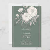 インディゴスタイルホワイトロ結婚ローズ 招待状 (正面)