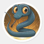 インディゴスネーク🐍かわいいヘビ動物グラフィック ラウンドシール (正面)