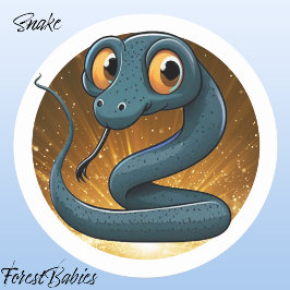 インディゴスネーク🐍かわいいヘビ動物グラフィック ラウンドシール