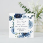 インディゴダスティブルーネイビーフラワーズ庭園の結婚式 招待状 (スタンド正面)
