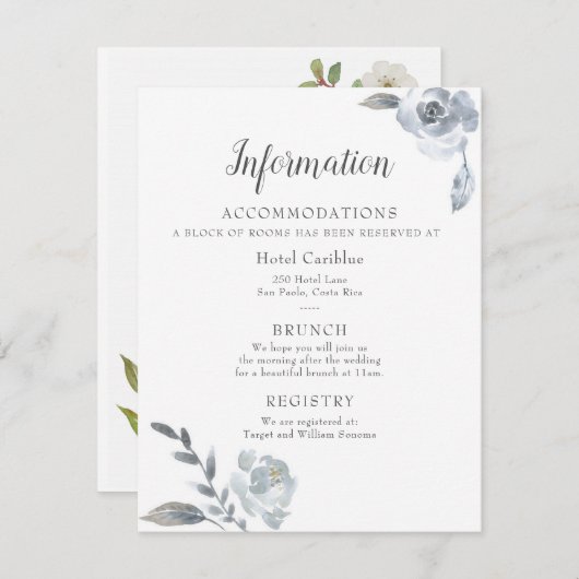 インディゴダスティブルー結婚フローラ詳細カード 招待状 (正面/裏面)